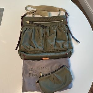 MZ WALLACE Mia Bedford Olive Green Crossbody Bag, pouch and dustbag.